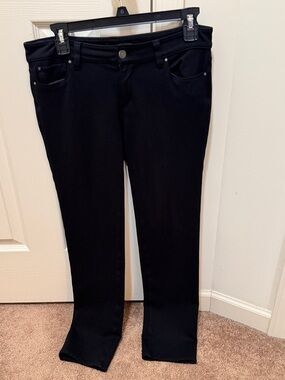 Ann Taylor Petite Straight-Leg Skinny Black Stretch Knit Jeans, 6P